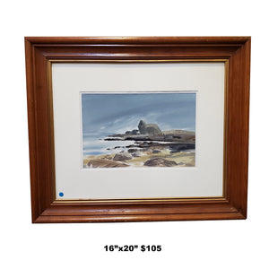Framed Watercolor of Coastal Scene