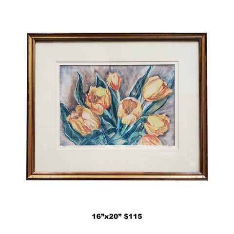 Floral Painting of Orange Tulips