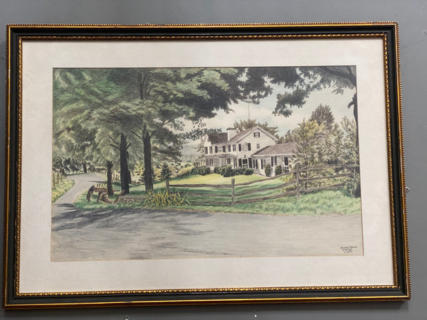 Colored Pencil Study of a Home. Signed and Dated, Howard Adams 1969.