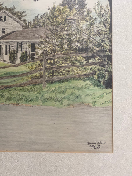 Colored Pencil Study of a Home. Signed and Dated, Howard Adams 1969.