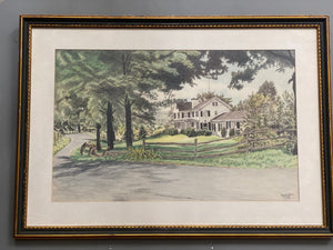 Colored Pencil Study of a Home. Signed and Dated, Howard Adams 1969.